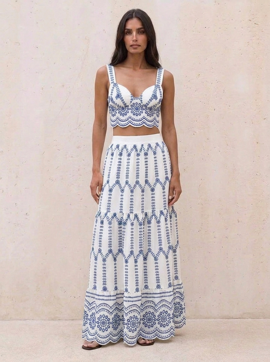 Victoria - Conjunto falda estampada con cordón