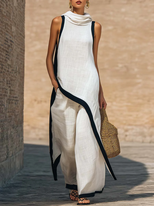 Luna - Conjunto elegante de dos piezas con corte artístico