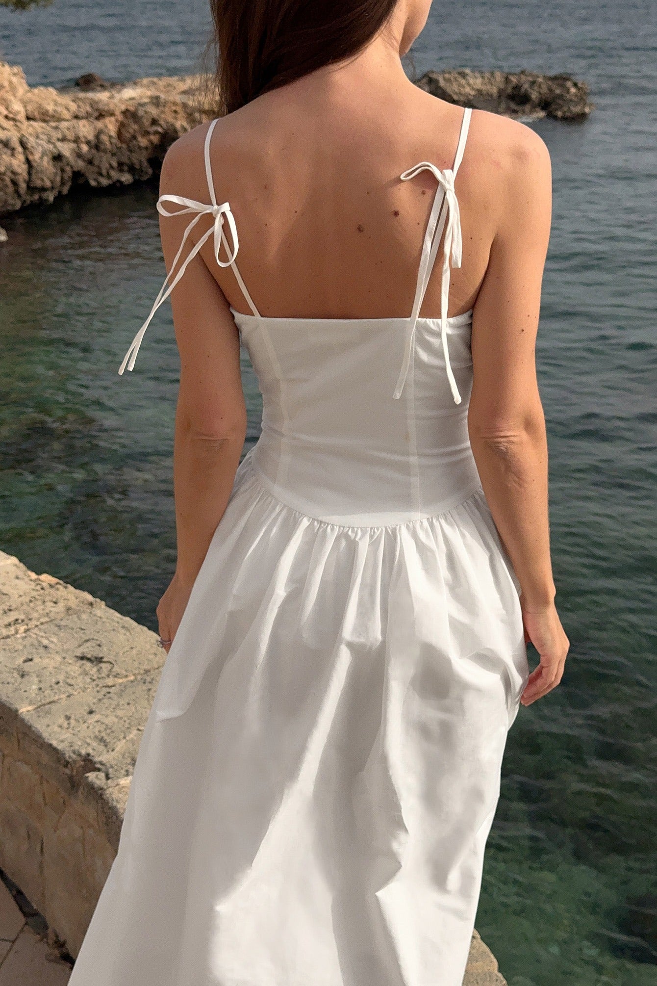 Bianca - Vestido maxi de algodón con detalle de lazo