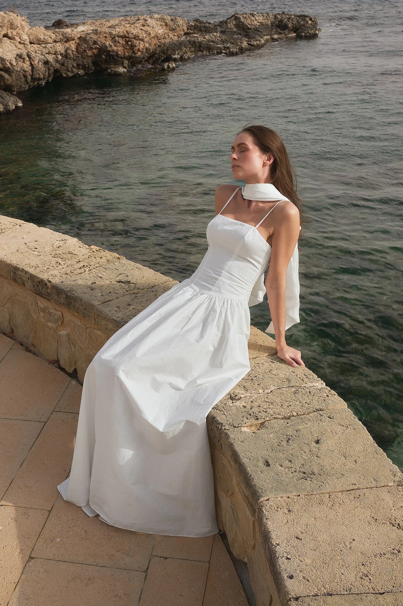 Bianca - Vestido maxi de algodón con detalle de lazo