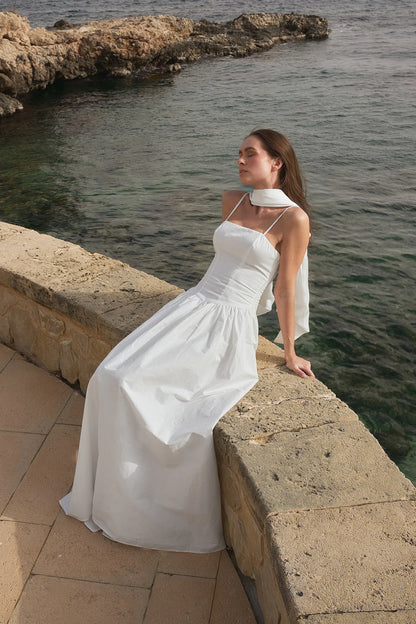 Bianca - Vestido maxi de algodón con detalle de lazo