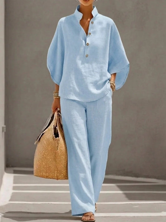 Camila - Conjunto Mangas Murciélago Pantalón Ancho