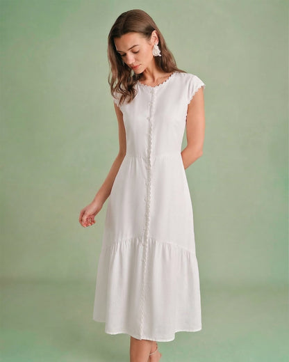 The Solid Color Lapel Midi Dress